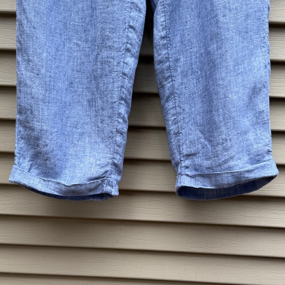 100% Linen RACHEL ROY Blue Womens Pants Size Large Cuffed Pull On Elastic Waist - Picture 4 of 7